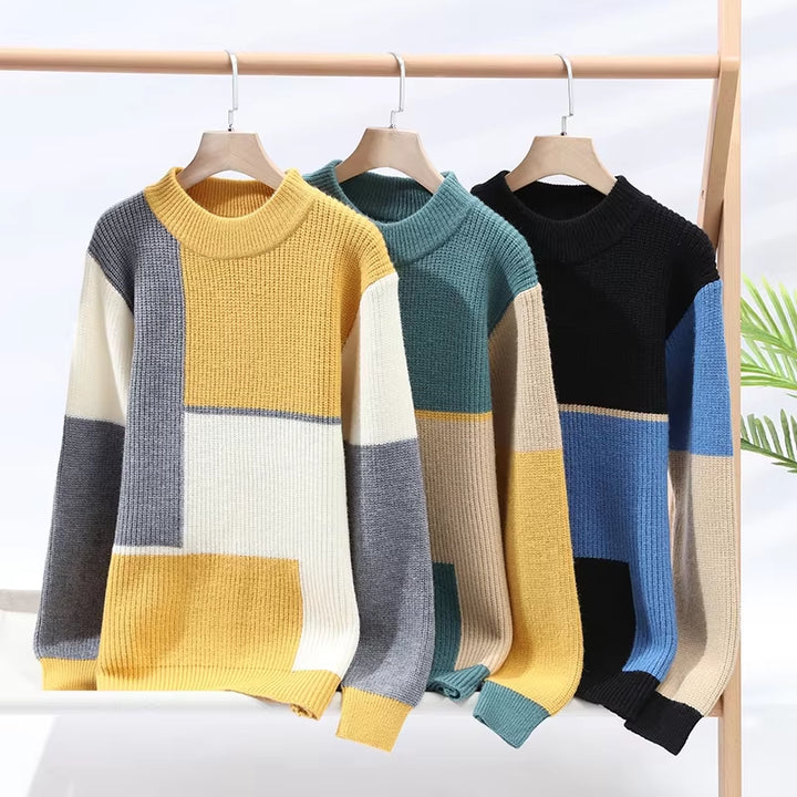 Color Matching Winter Knitted Sweater High-Quality New Pullover Loose and Warm Thick Street Autumn Wool 2023 New