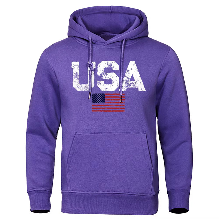 Vintage Usa Flag Street Print Clothing Men Hip Hop Personality Hooded Crewneck Fashion Hoodies Fleece Pullovers Sweatshirts