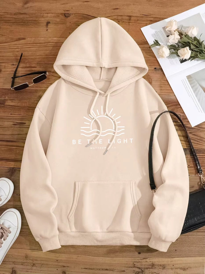 Be the Light Matthew 5:14 Men Women Hoody Fleece Pocket Hoodie Loose Fitness Sweatshirt Oversized O-Neck Couple Streetwear