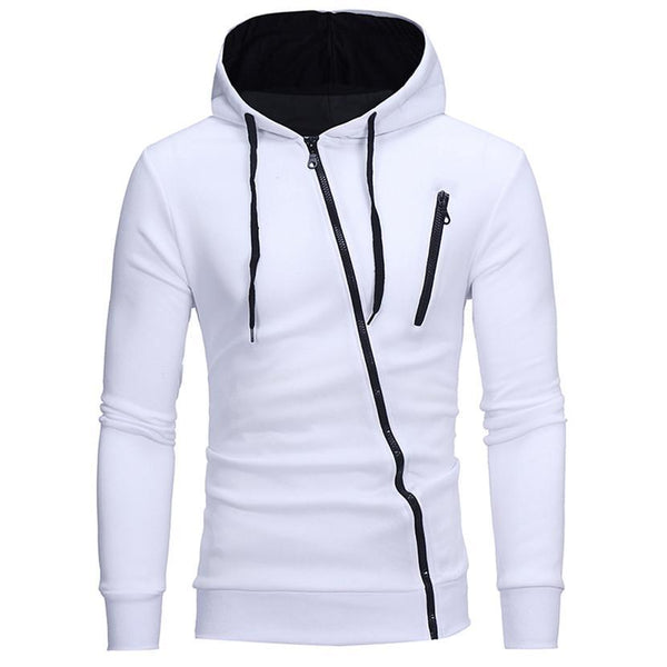 Hip Diagonal Zipper Hoodie