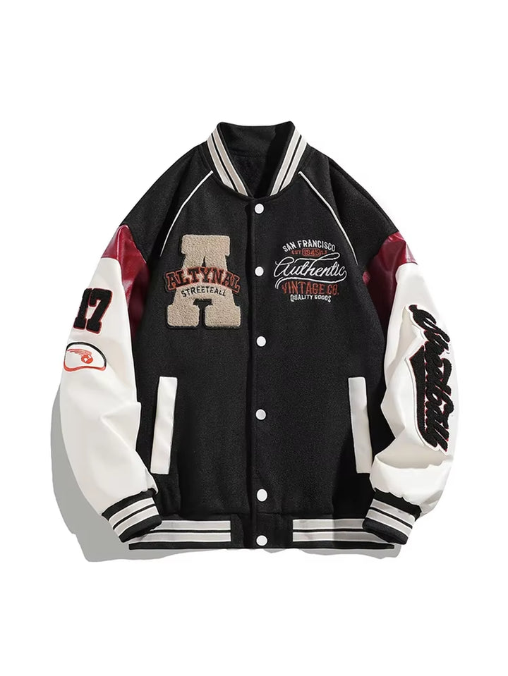 Men's Harajuku Street Style Embroidered Baseball Jacket - Spring Windproof Motorcycle Coat, Y2K Hip Hop Unisex College Fashion