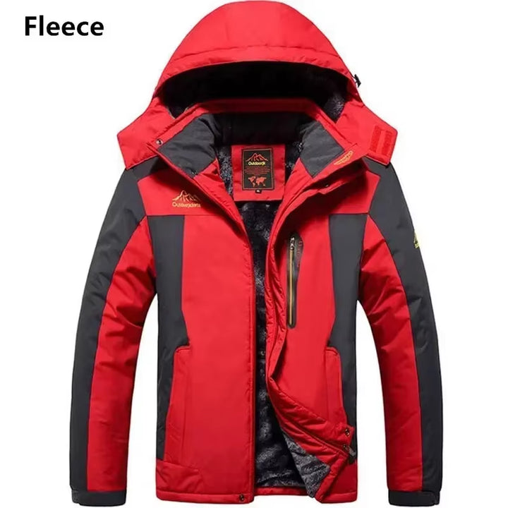 Men's Plus Size 9XL Winter Jacket - Waterproof Hooded Parka for Outdoor Activities, Camping, and Skiing, Fleece-Lined Windbreaker Coat