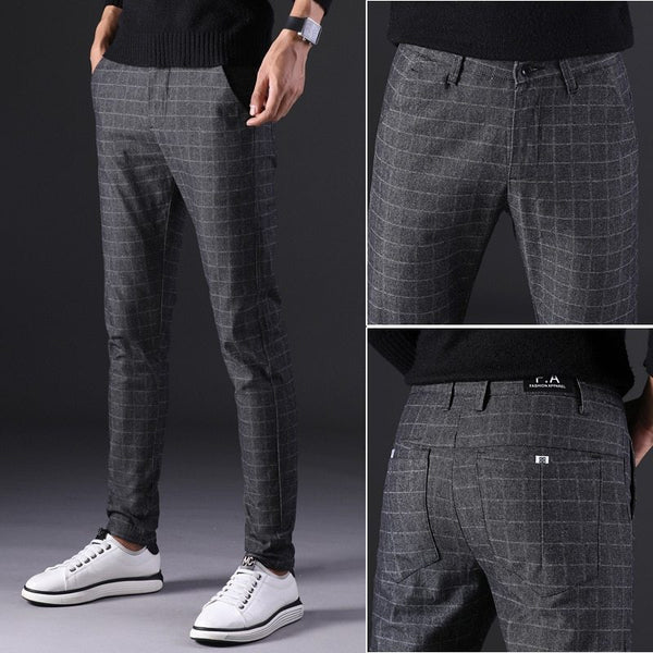 Slim Lattice Patterned Slacks