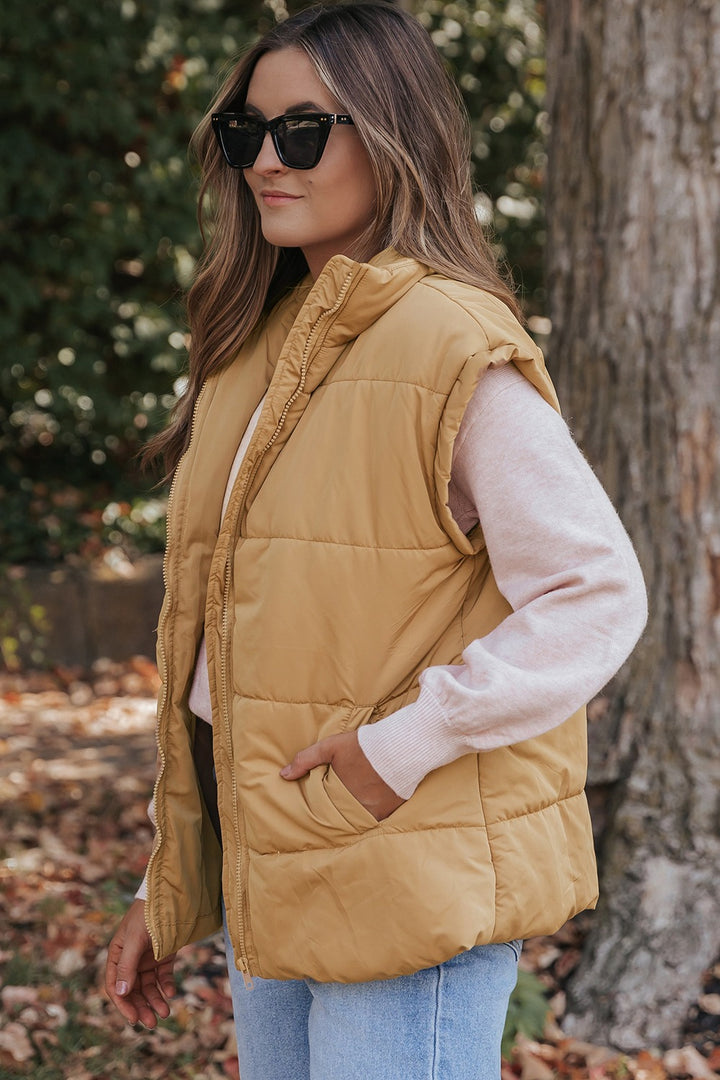 Pocketed Zip Up Vest Coat - Aurum HeirLoom-premium fashion, elevated style, modern design, luxury clothing, timeless clothing, sustainable fashion, men's fashion, women's fashion