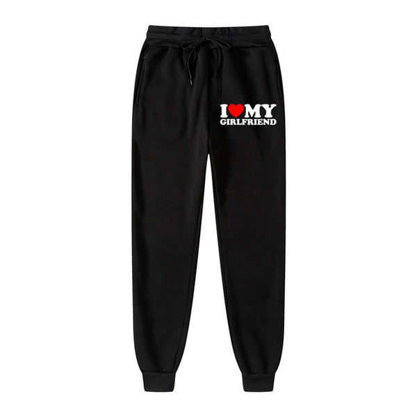 "I Love My Girlfriend" Graphic Print Sweatpants