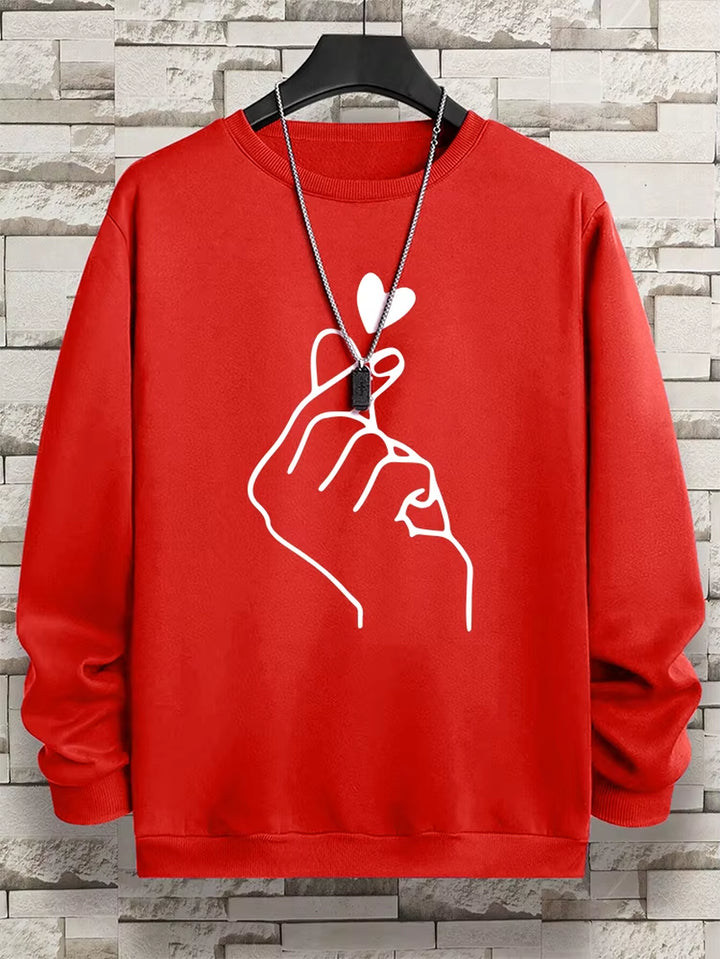 Couple's Fleece Pullover Sweatshirt with Sketch Design - Hip Hop Casual Hoodie for Men and Women