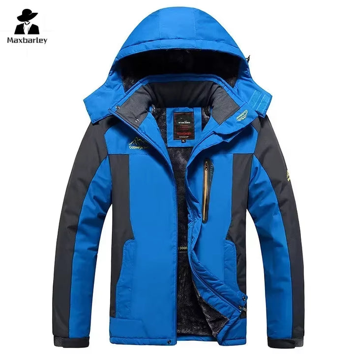 Men's Plus Size 9XL Winter Jacket - Waterproof Hooded Parka for Outdoor Activities, Camping, and Skiing, Fleece-Lined Windbreaker Coat