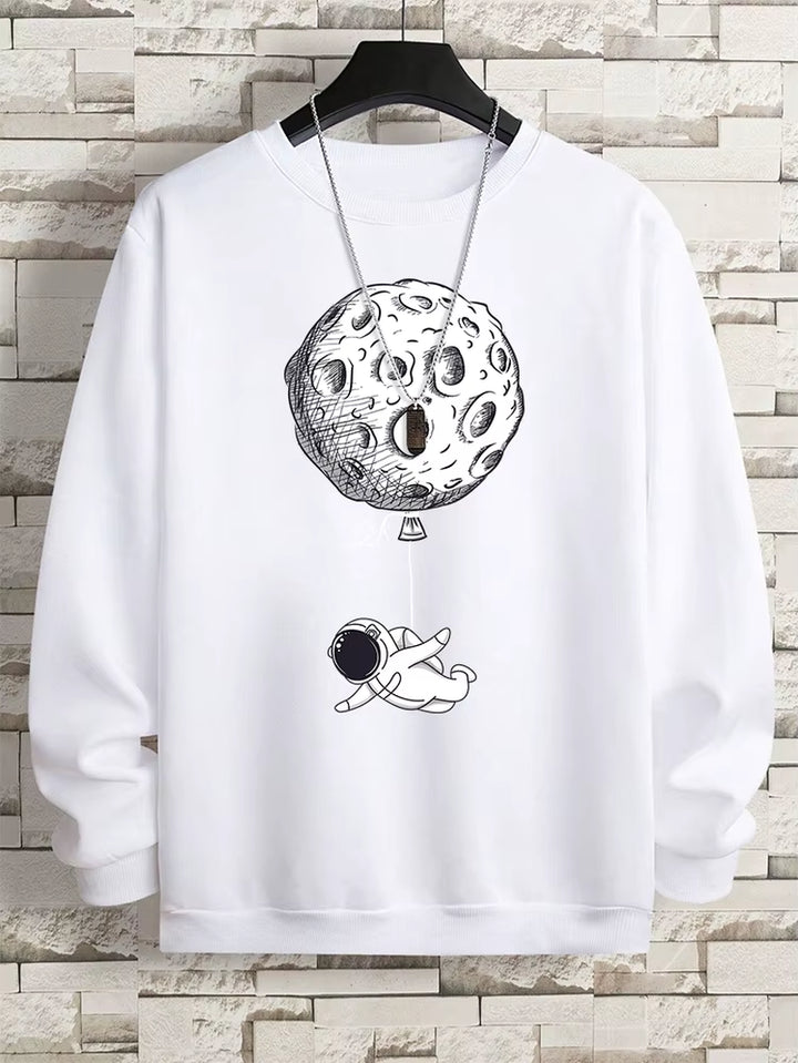 Astronauts Were Taken Away by the Moon Men Sweatshirt Loose Oversized Hoodies Creativity Fleece Soft Clothing Loose Casual Tops