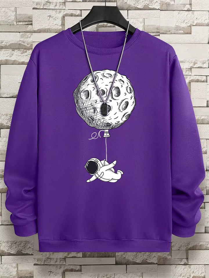 Astronauts Were Taken Away by the Moon Men Sweatshirt Loose Oversized Hoodies Creativity Fleece Soft Clothing Loose Casual Tops