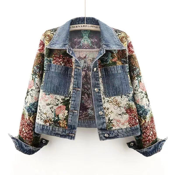 Printed Patchwork Denim Jacket