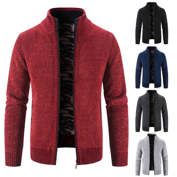 Zip-up Fleece Cardigan W/Wool Lining