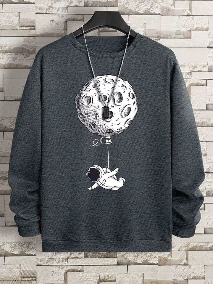 Astronauts Were Taken Away by the Moon Men Sweatshirt Loose Oversized Hoodies Creativity Fleece Soft Clothing Loose Casual Tops