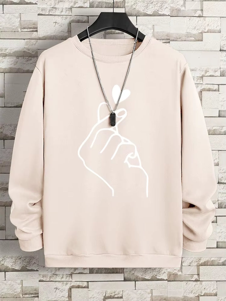 Couple's Fleece Pullover Sweatshirt with Sketch Design - Hip Hop Casual Hoodie for Men and Women