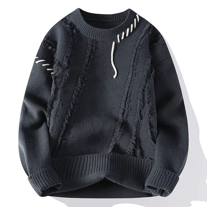 Fashion Mens Warm Knitted Sweaters Patchwork O Neck Knit Pullovers Autumn Winter Korean Streetwear Pullover Casual Mens Clothing