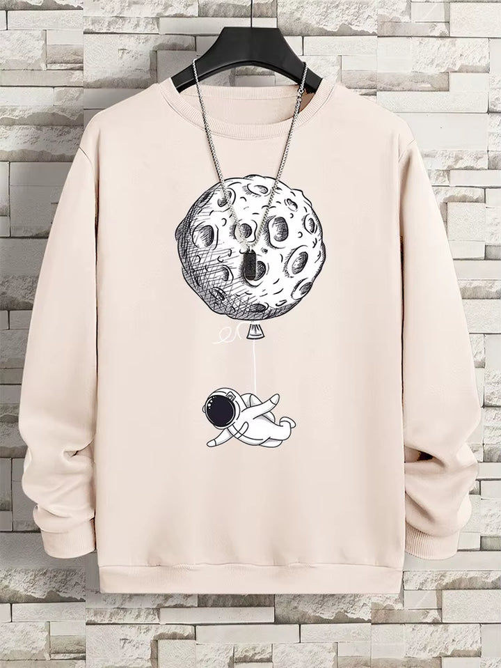 Astronauts Were Taken Away by the Moon Men Sweatshirt Loose Oversized Hoodies Creativity Fleece Soft Clothing Loose Casual Tops