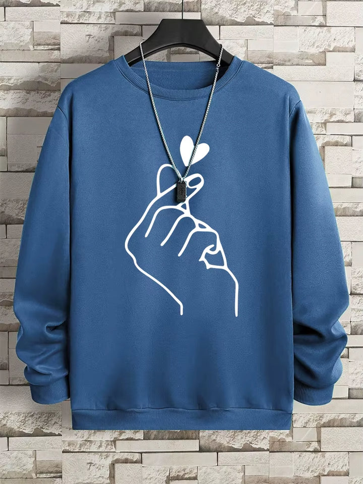 Couple's Fleece Pullover Sweatshirt with Sketch Design - Hip Hop Casual Hoodie for Men and Women