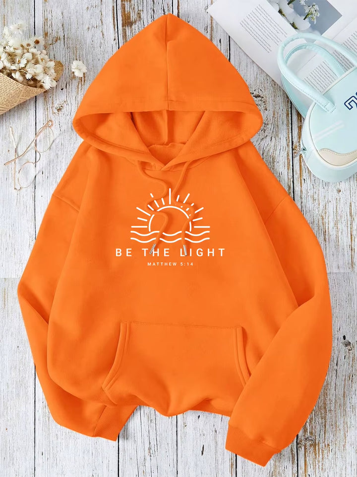 Be the Light Matthew 5:14 Men Women Hoody Fleece Pocket Hoodie Loose Fitness Sweatshirt Oversized O-Neck Couple Streetwear