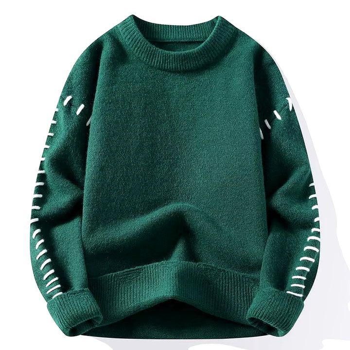 Solid Color Trendy Loose Knit Sweater with Coarse Yarn Weaving Pattern for Autumn and Winter Men'S Top and Street Pullover