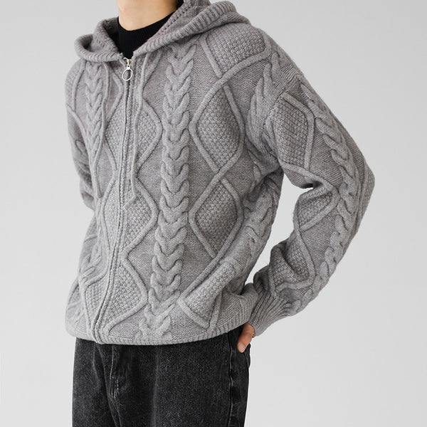 Rhombus Design Zip Up Hoodie