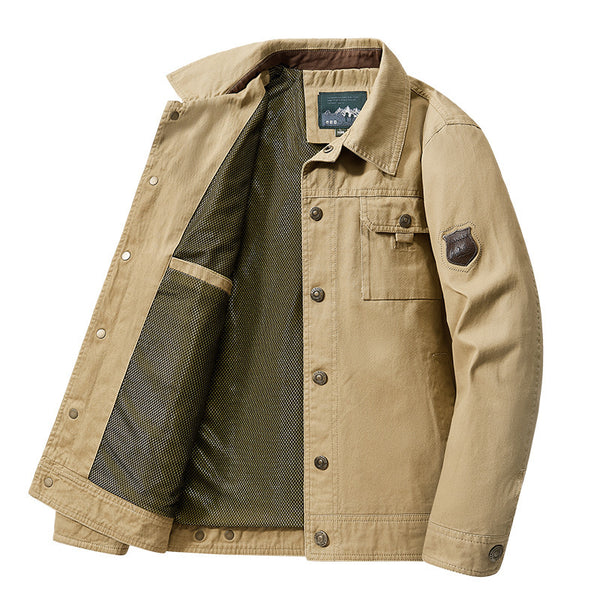 Rugged Solid Color Casual Jacket