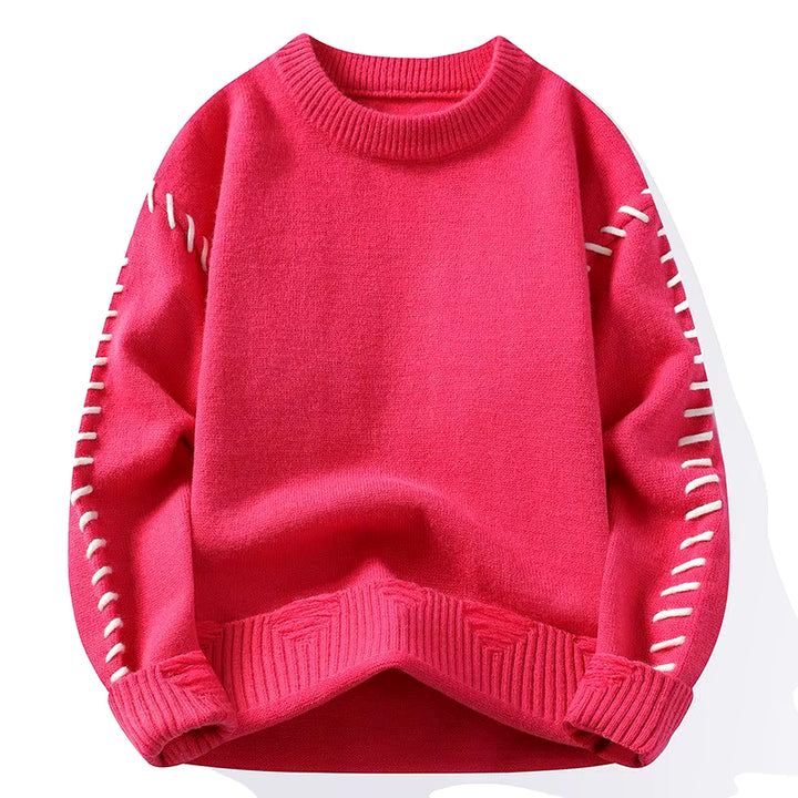 Solid Color Trendy Loose Knit Sweater with Coarse Yarn Weaving Pattern for Autumn and Winter Men'S Top and Street Pullover