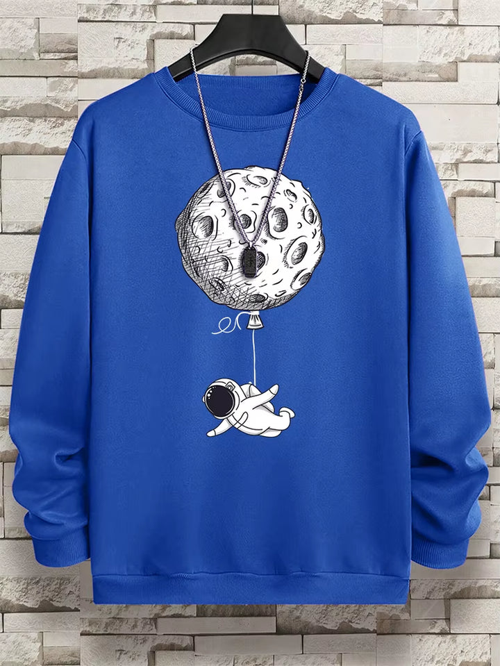 Astronauts Were Taken Away by the Moon Men Sweatshirt Loose Oversized Hoodies Creativity Fleece Soft Clothing Loose Casual Tops