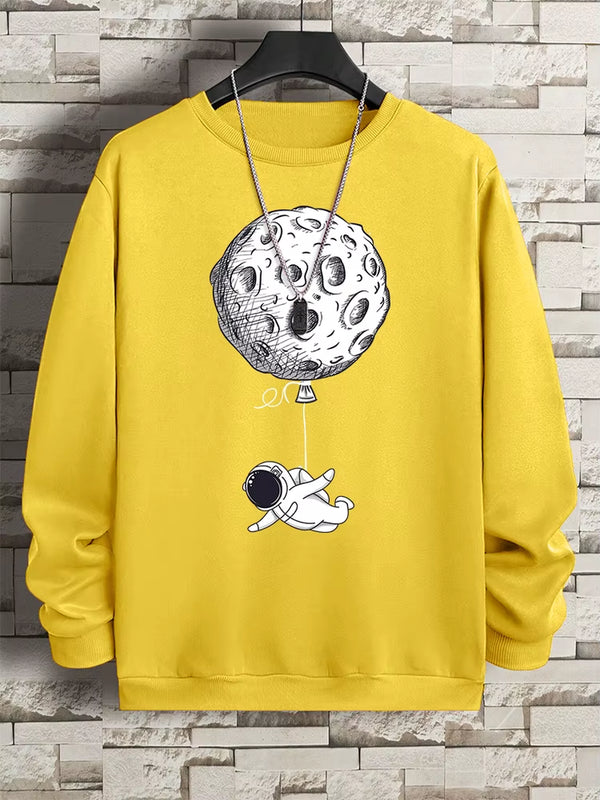 Astronauts Were Taken Away by the Moon Men Sweatshirt Loose Oversized Hoodies Creativity Fleece Soft Clothing Loose Casual Tops