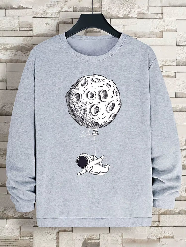 Astronauts Were Taken Away by the Moon Men Sweatshirt Loose Oversized Hoodies Creativity Fleece Soft Clothing Loose Casual Tops