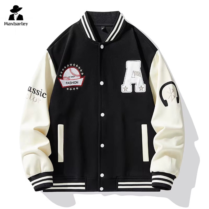 Men's Retro Embroidered Hip Hop Jacket - Long Sleeve Baseball Suit Coat for Women, Y2K Style Casual Spring Outerwear 2024