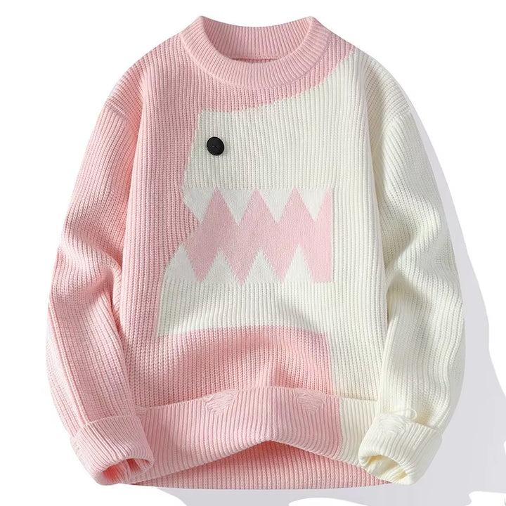 Dragon Graffiti Color Blocked Fashion Knitted Sweaters Men'S Knitwear Warm Pullover High Quality Mens Casual Loose Male Jumpers