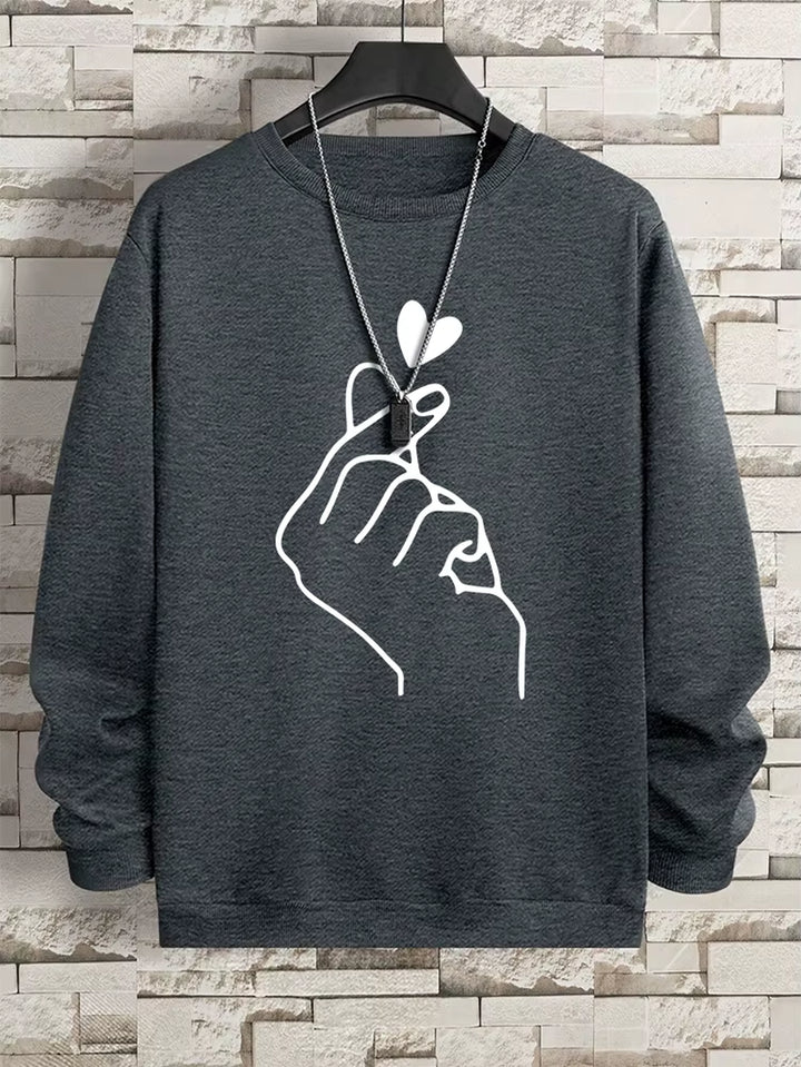 Couple's Fleece Pullover Sweatshirt with Sketch Design - Hip Hop Casual Hoodie for Men and Women