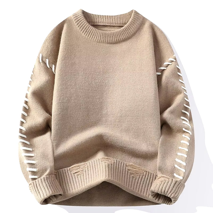 Solid Color Trendy Loose Knit Sweater with Coarse Yarn Weaving Pattern for Autumn and Winter Men'S Top and Street Pullover