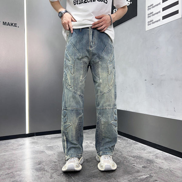 High Fashion Streetwear Zipper Pant Leg Jeans