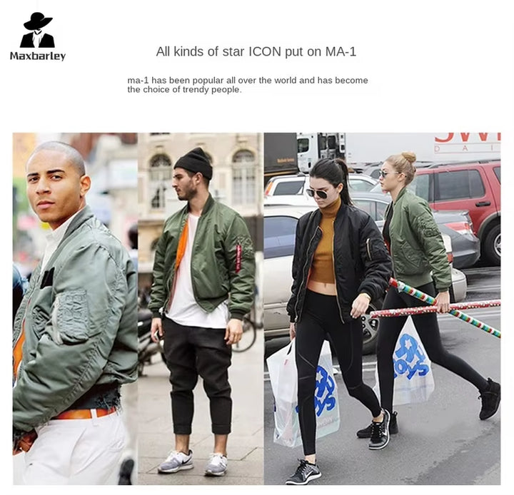 MA1 MA-1 Cargo Jacket Men'S Spring Retro Fashion Loose Baseball Suit Coat Unisex Street Harajuku Multicolor Cargo Jacket