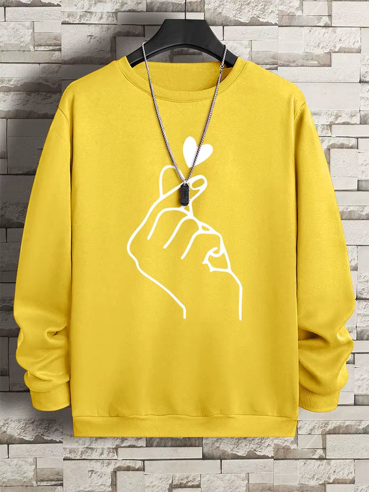 Couple's Fleece Pullover Sweatshirt with Sketch Design - Hip Hop Casual Hoodie for Men and Women