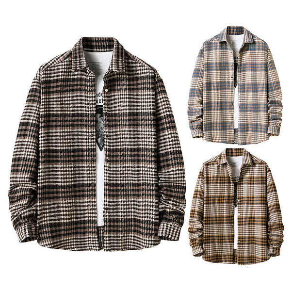 Thick Loose Fit Plaid Flannel Shirt