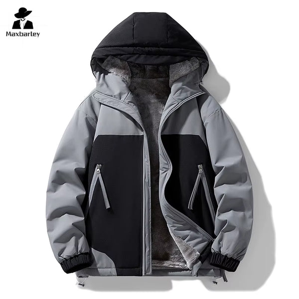 Men's and Women's Winter Waterproof Parka - Fleece-Lined Cotton-Padded Jacket for Outdoor Activities