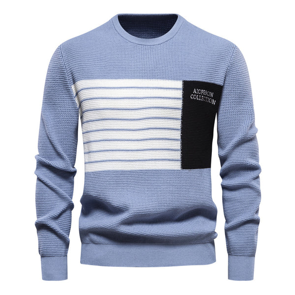 Striped Stitching Long Sleeve Knit Sweater