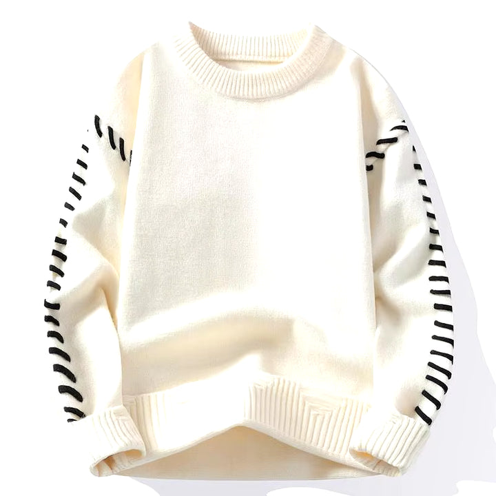 Solid Color Trendy Loose Knit Sweater with Coarse Yarn Weaving Pattern for Autumn and Winter Men'S Top and Street Pullover