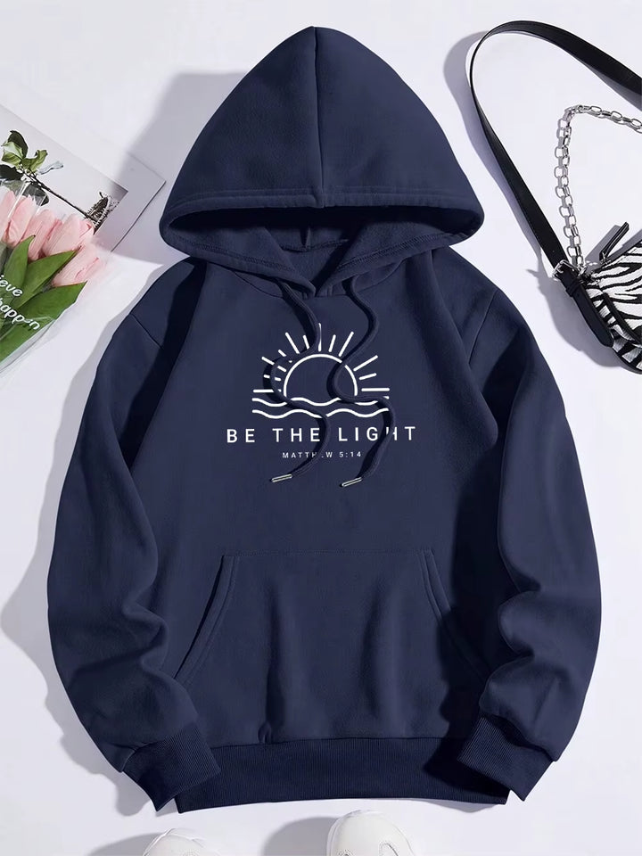 Be the Light Matthew 5:14 Men Women Hoody Fleece Pocket Hoodie Loose Fitness Sweatshirt Oversized O-Neck Couple Streetwear