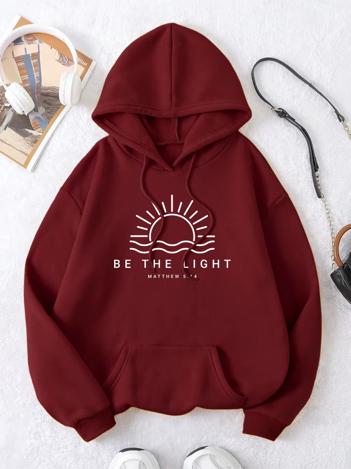 Be the Light Matthew 5:14 Men Women Hoody Fleece Pocket Hoodie Loose Fitness Sweatshirt Oversized O-Neck Couple Streetwear