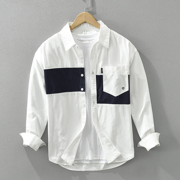 Color Contrast Patchwork Button Up Shirt