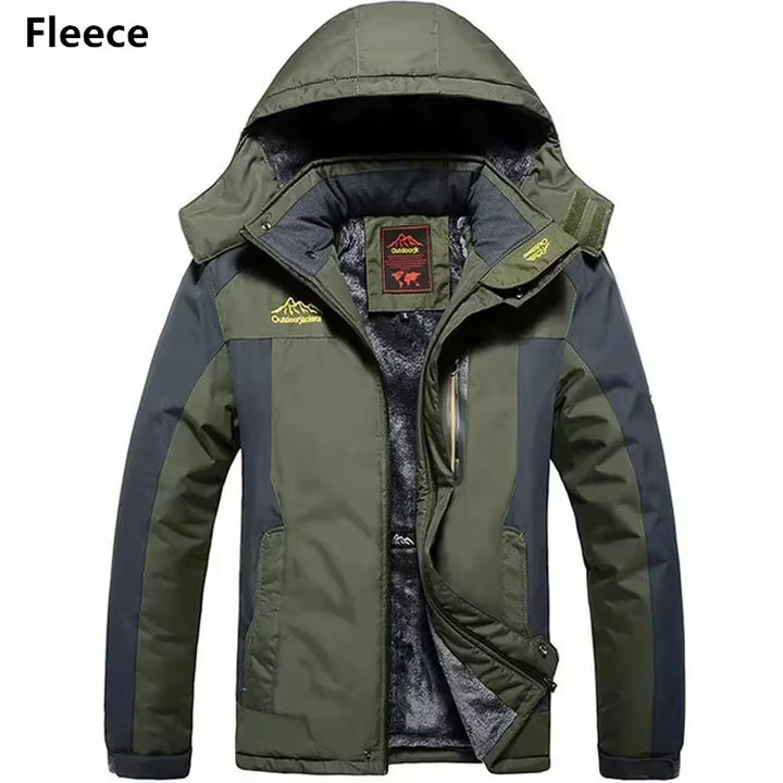 Men's Plus Size 9XL Winter Jacket - Waterproof Hooded Parka for Outdoor Activities, Camping, and Skiing, Fleece-Lined Windbreaker Coat