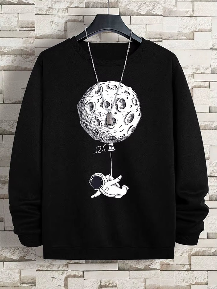 Astronauts Were Taken Away by the Moon Men Sweatshirt Loose Oversized Hoodies Creativity Fleece Soft Clothing Loose Casual Tops