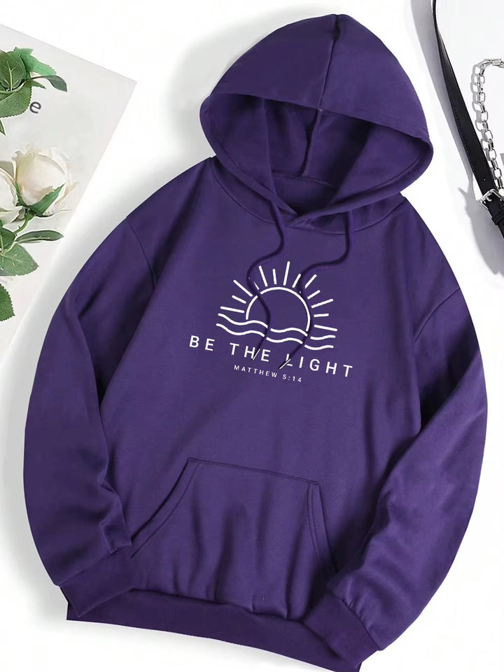 Be the Light Matthew 5:14 Men Women Hoody Fleece Pocket Hoodie Loose Fitness Sweatshirt Oversized O-Neck Couple Streetwear