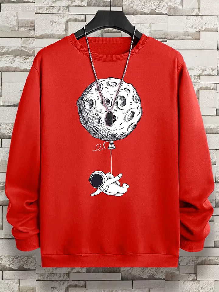 Astronauts Were Taken Away by the Moon Men Sweatshirt Loose Oversized Hoodies Creativity Fleece Soft Clothing Loose Casual Tops