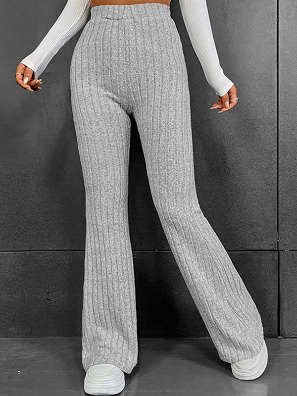 Chic Ribbed High Waist Flare Bootcut Sweatpants