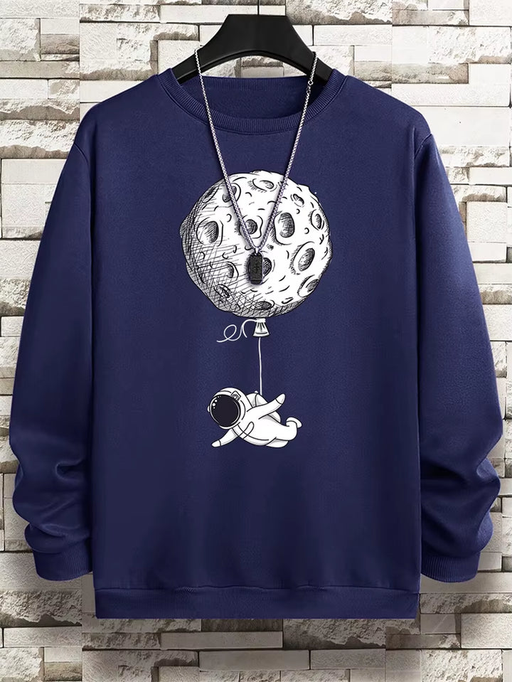 Astronauts Were Taken Away by the Moon Men Sweatshirt Loose Oversized Hoodies Creativity Fleece Soft Clothing Loose Casual Tops