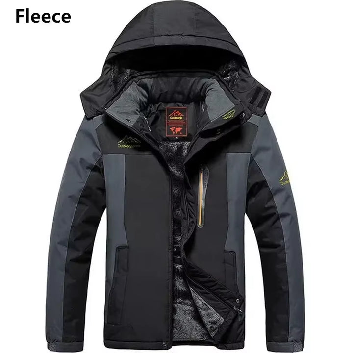 Men's Plus Size 9XL Winter Jacket - Waterproof Hooded Parka for Outdoor Activities, Camping, and Skiing, Fleece-Lined Windbreaker Coat