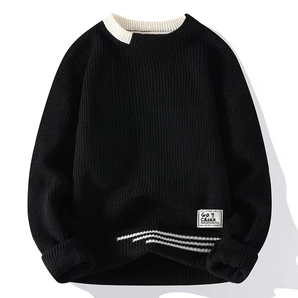 Men Vintage Twist Sweater round Neck Male Fit Knitted Pullover Loose Harajuku Mens Retro Sweaters Multicolors